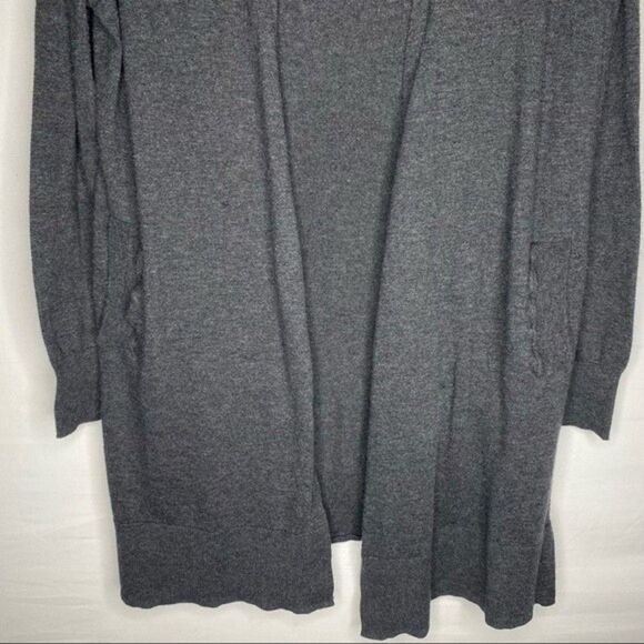 Trouve Gray Long Sleeve Open Front Long Cardigan Sweater Pockets XS - Picture 4 of 7